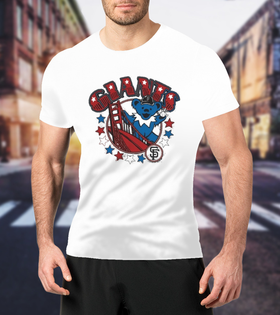 Grateful Dead Giants Bear San Francisco Bridge Retro Stars T-Shirt