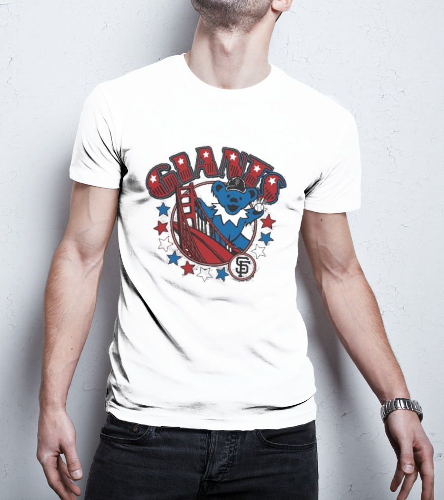 Grateful Dead Giants Bear San Francisco Bridge Retro Stars T-Shirt
