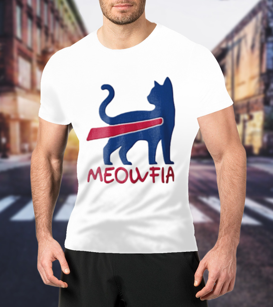 Meowfia Blue Cat Red T-Shirt
