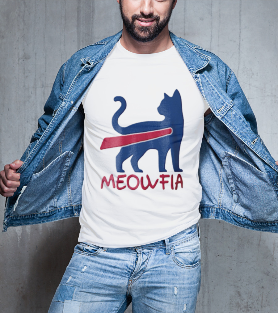 Meowfia Blue Cat Red T-Shirt
