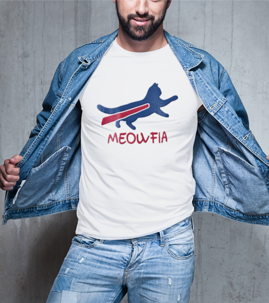 Meowfia Blue Cat Red T-Shirt