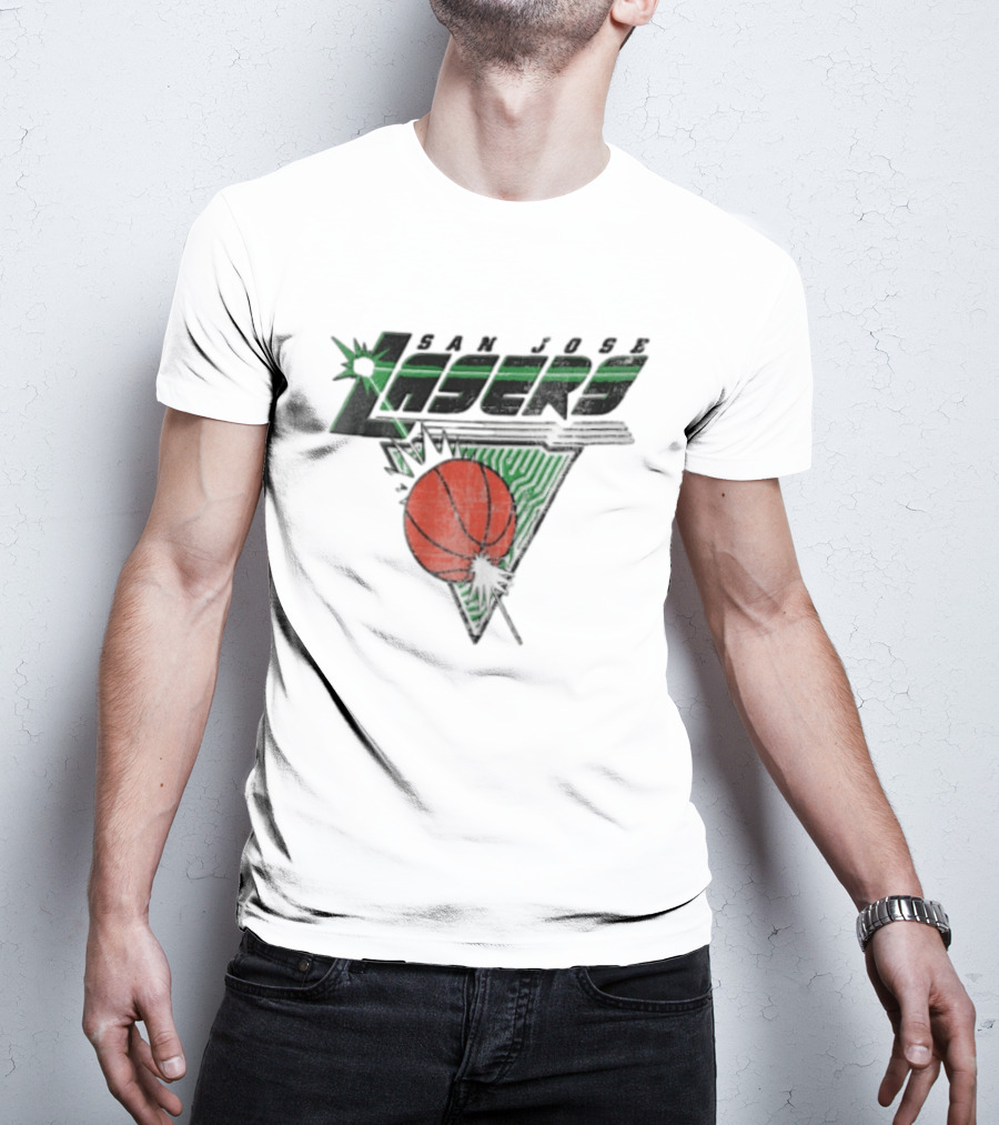San Jose Lasers Basketball Green Circuit Triangle T-Shirt
