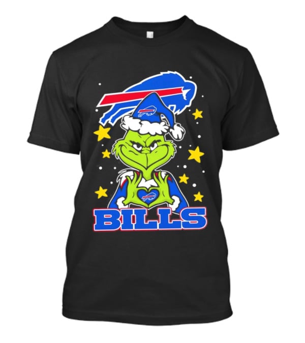 Grinch Heart Hands Christmas Buffalo Bills Football Holiday T-Shirt