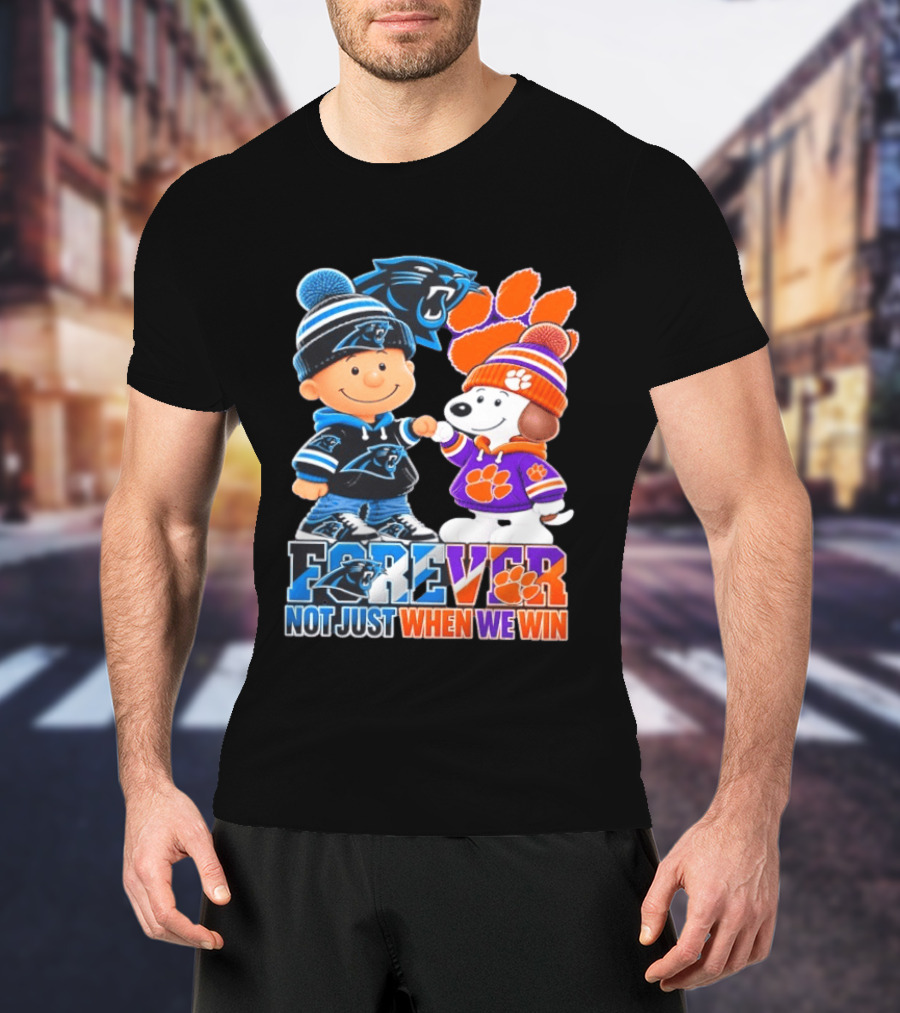 Charlie Brown Snoopy Carolina Panthers Clemson Tigers Forever Not Just When We Win T-Shirt