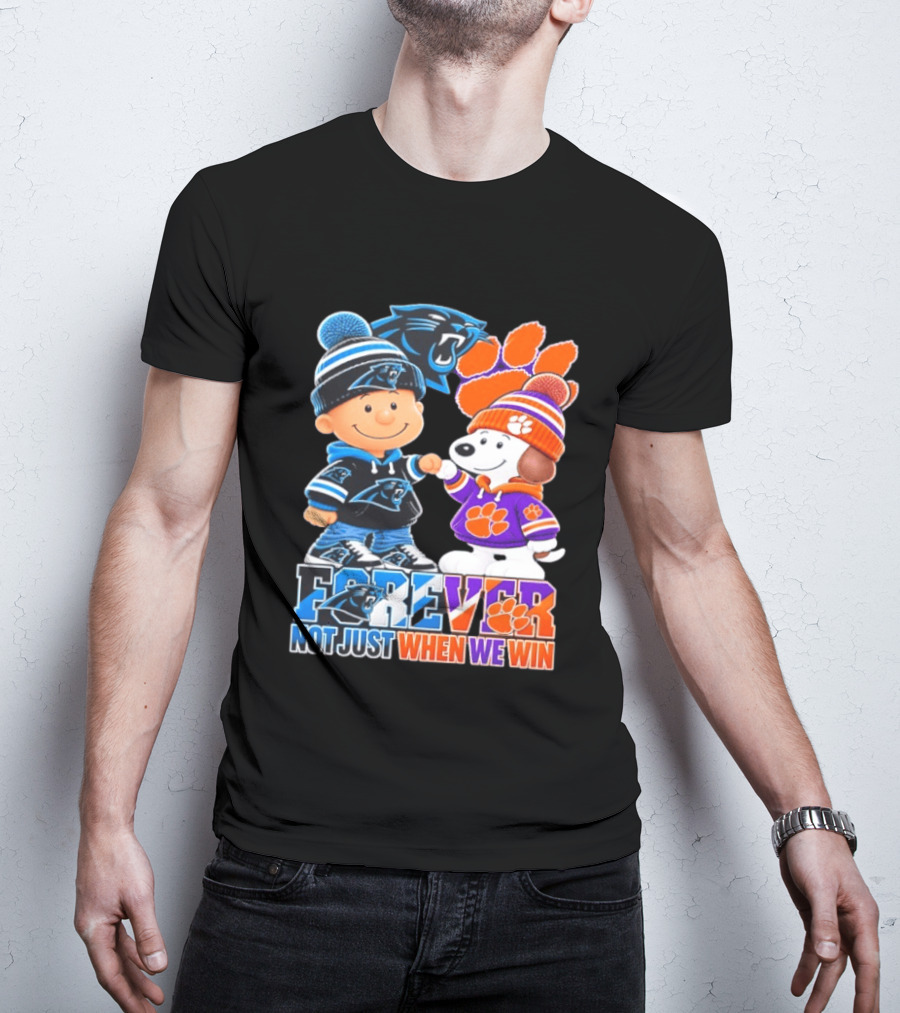Charlie Brown Snoopy Carolina Panthers Clemson Tigers Forever Not Just When We Win T-Shirt