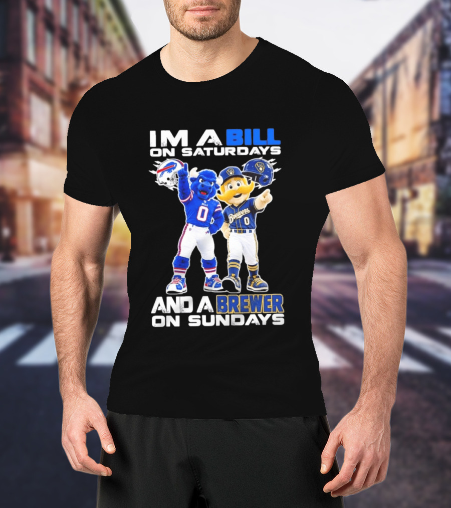 Buffalo Bills And Milwaukee Brewers Mascots Saturdays Sundays Fan Gear T-Shirt