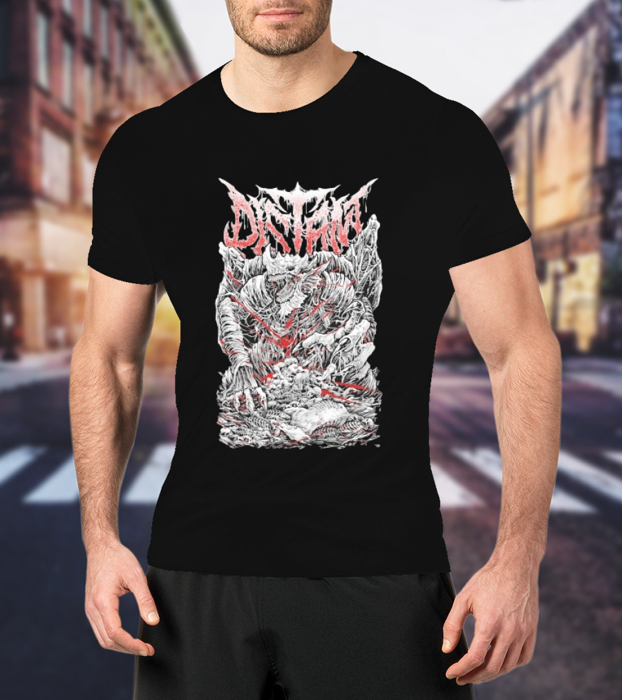Distant Dragonkin Horror Fantasy Detailed Monster T-Shirt