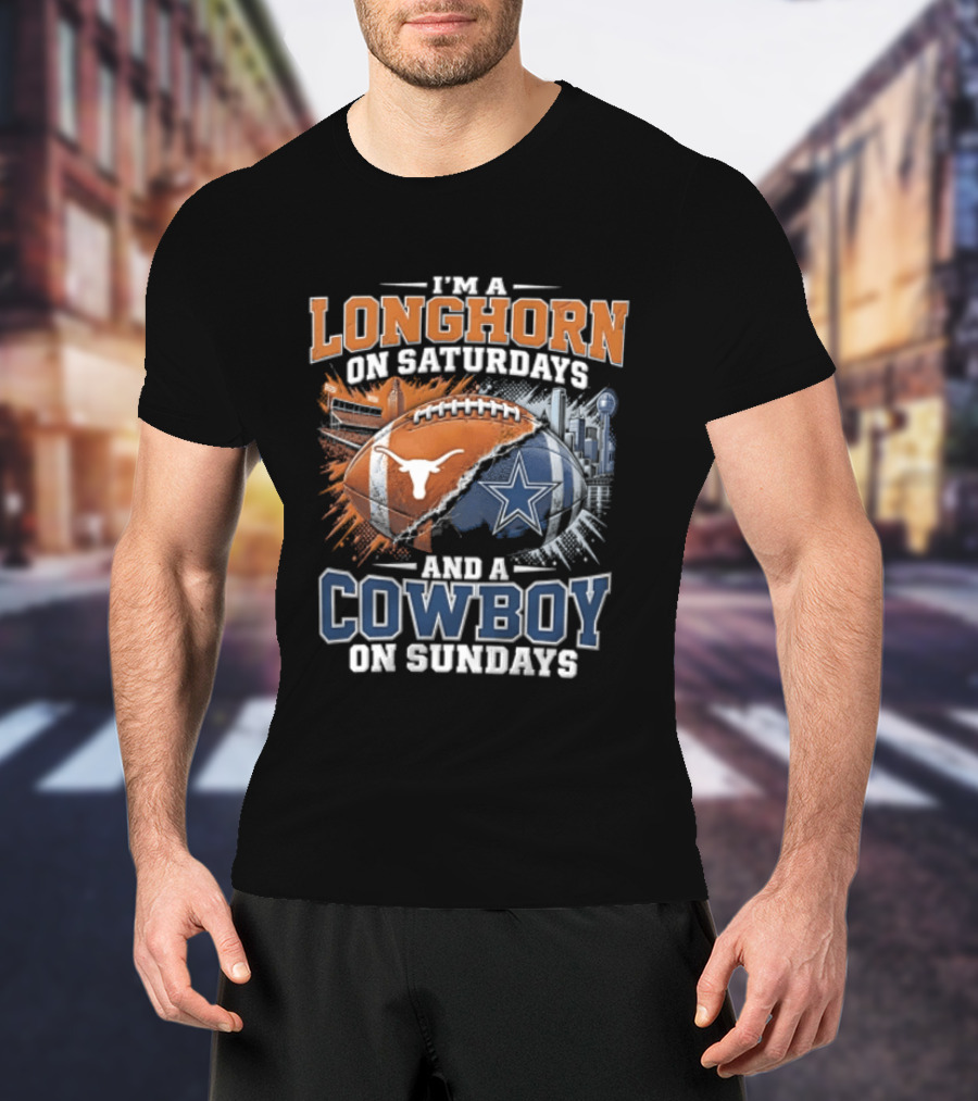 Texas Longhorn On Saturdays Dallas Cowboys On Sundays Fan Gear T-Shirt