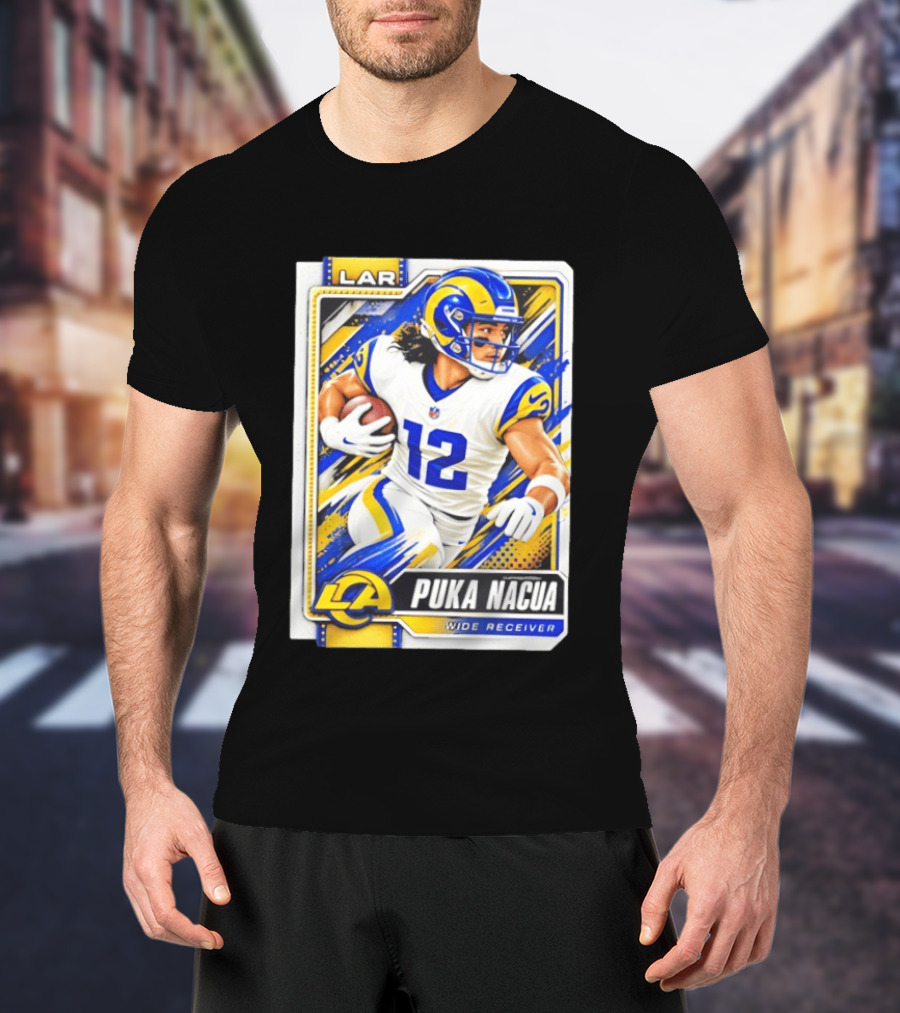 Puka Nacua Los Angeles Rams Wide Receiver LAR Trading Card 2026 T-Shirt