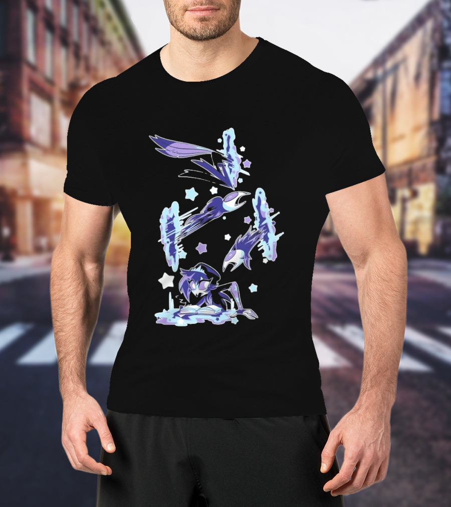 Shark Robot Octavia Portal Animated Illustration With Stars And Blue Avian T-Shirt