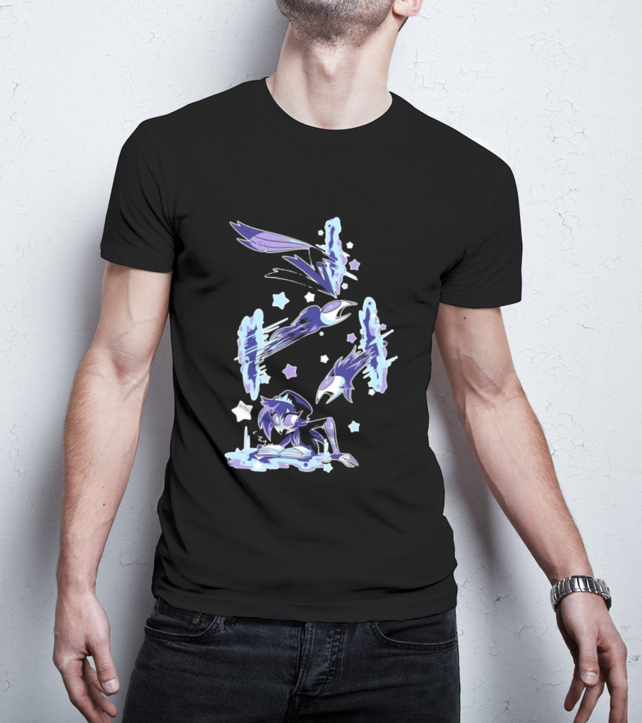 Shark Robot Octavia Portal Animated Illustration With Stars And Blue Avian T-Shirt