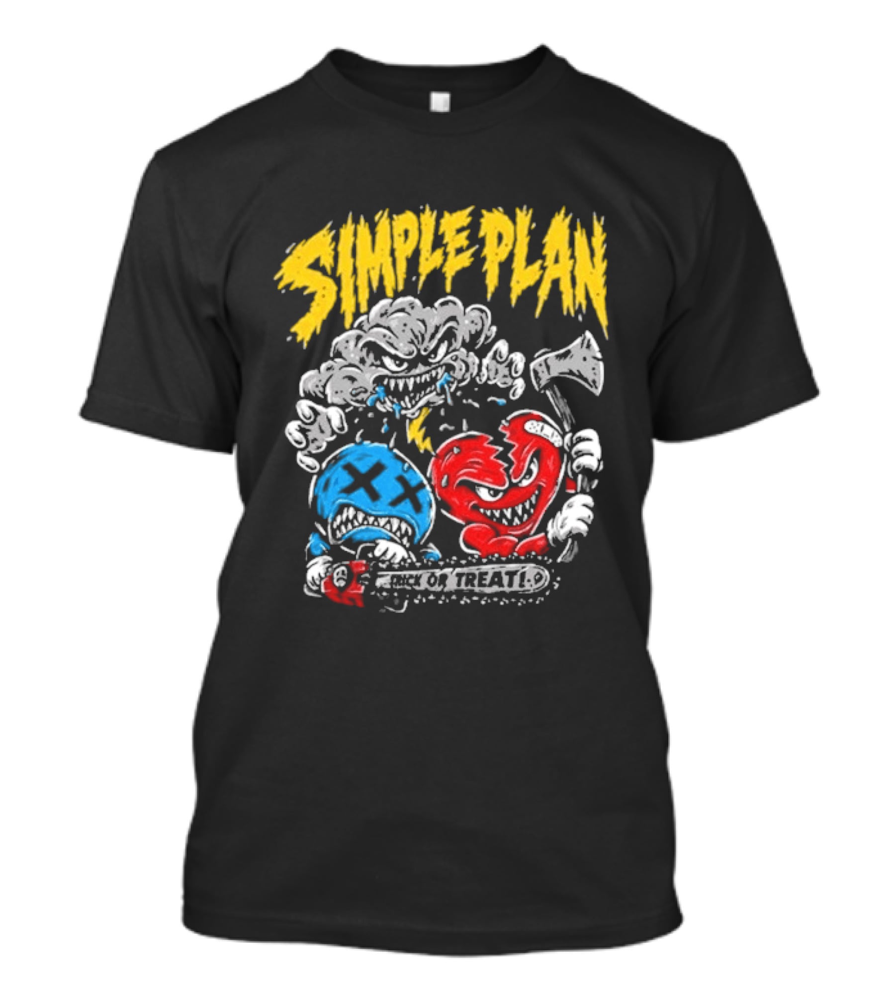 Simple Plan Halloween Trick Or Treat Monsters Axes T-Shirt