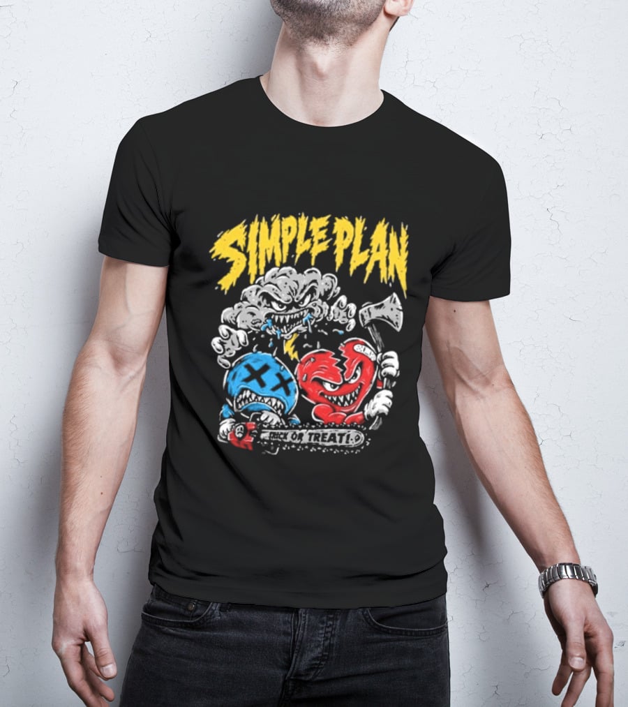 Simple Plan Halloween Trick Or Treat Monsters Axes T-Shirt