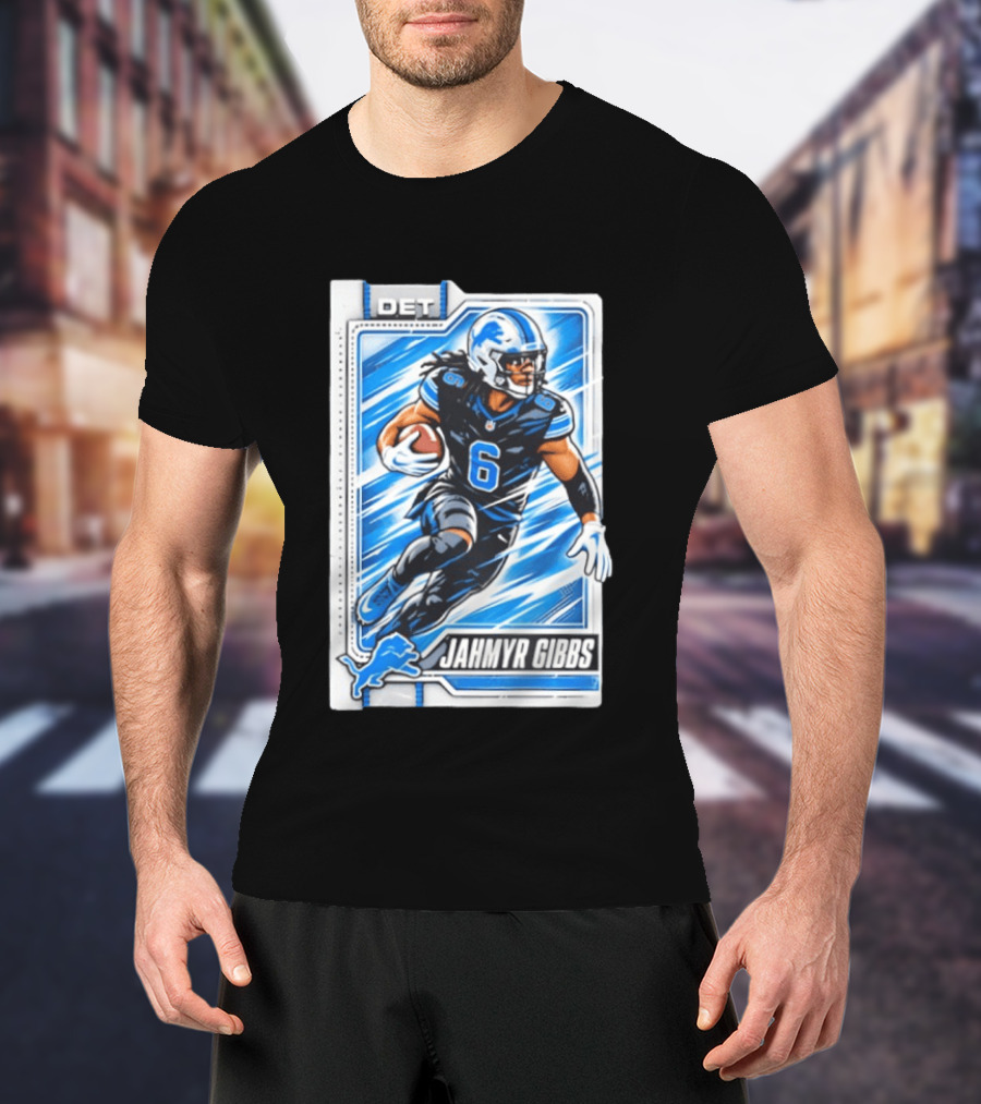 Jahmyr Gibbs DET 6 Football Card Detroit Lions T-Shirt