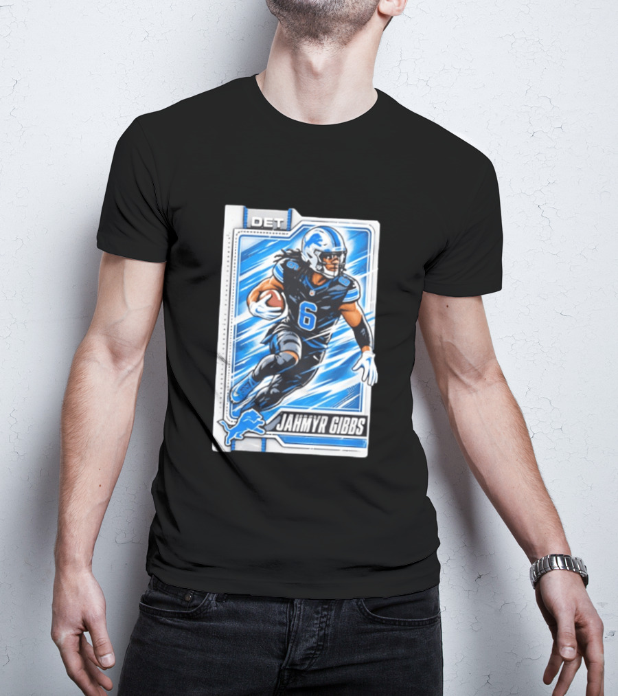 Jahmyr Gibbs DET 6 Football Card Detroit Lions T-Shirt