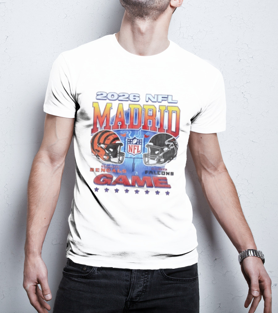 2026 NFL Madrid Game Cincinnati Bengals Vs Atlanta Falcons Matchup T-Shirt