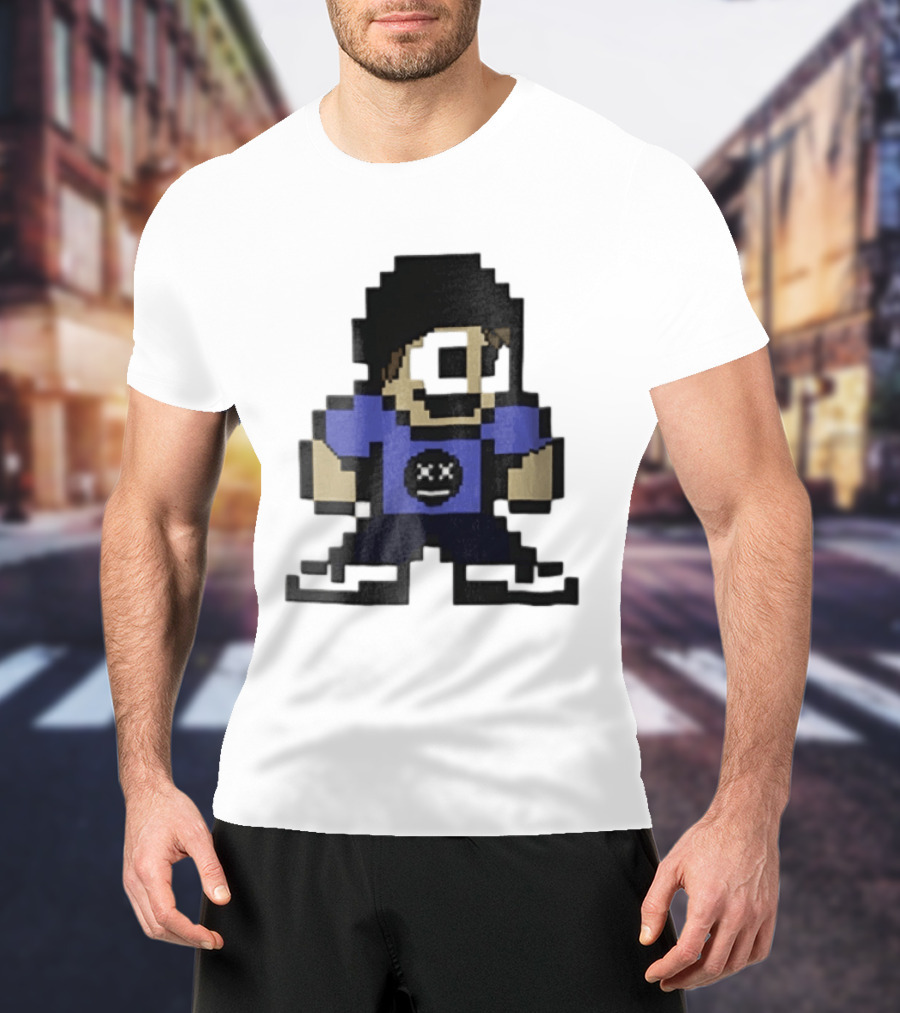 Eddsworld Tom Pixel Art With Black Beanie And Blue T-Shirt