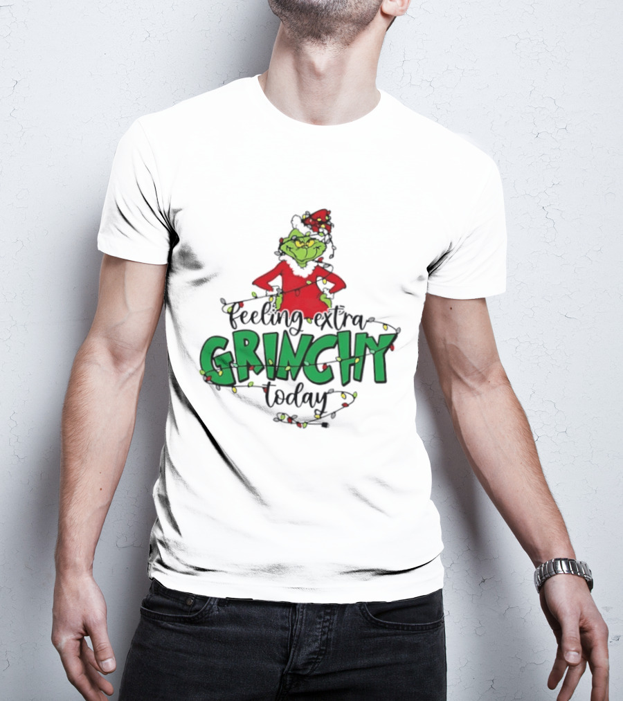 Feeling Extra Grinchy Today Christmas Lights Grinch T-Shirt