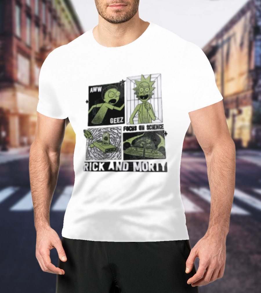 Aww Geez Rick And Morty Focus On Science Spaceship Portal T-Shirt