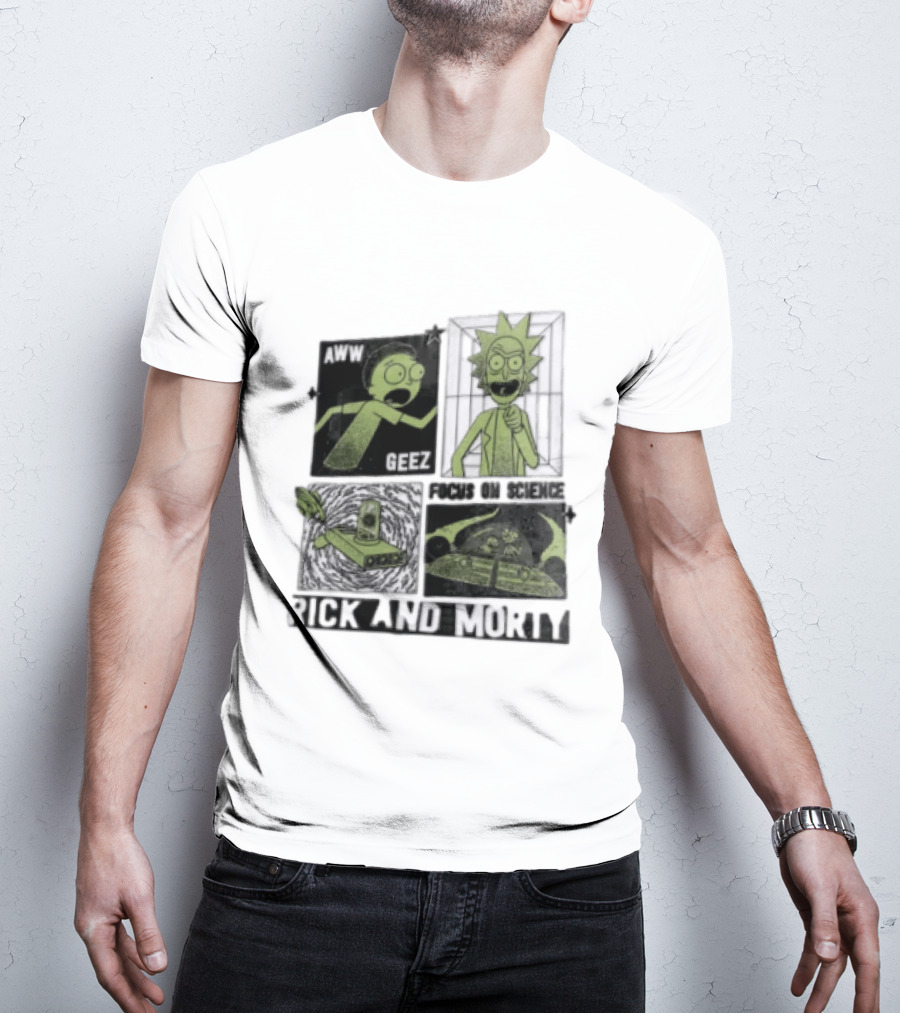 Aww Geez Rick And Morty Focus On Science Spaceship Portal T-Shirt