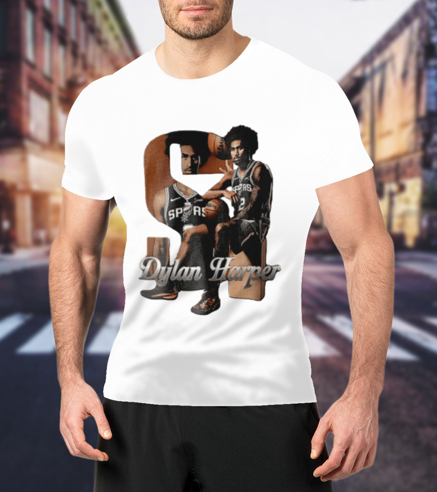 San Antonio Spurs Dylan Harper 2 Sitting Holding Basketball T-Shirt