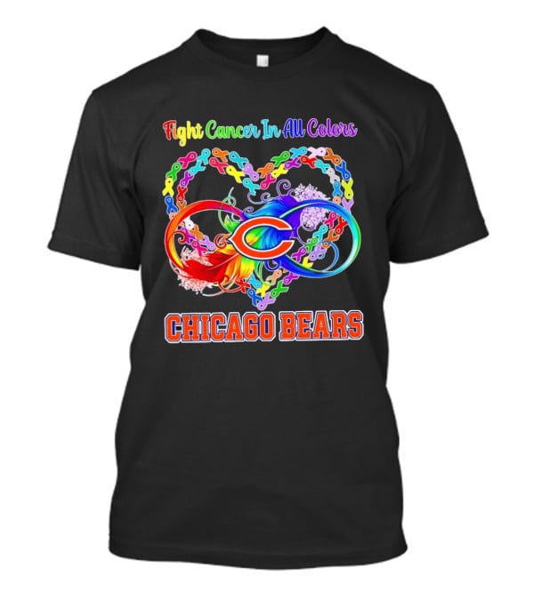 Chicago Bears Fight Cancer In All Colors Heart Ribbon Awareness T-Shirt