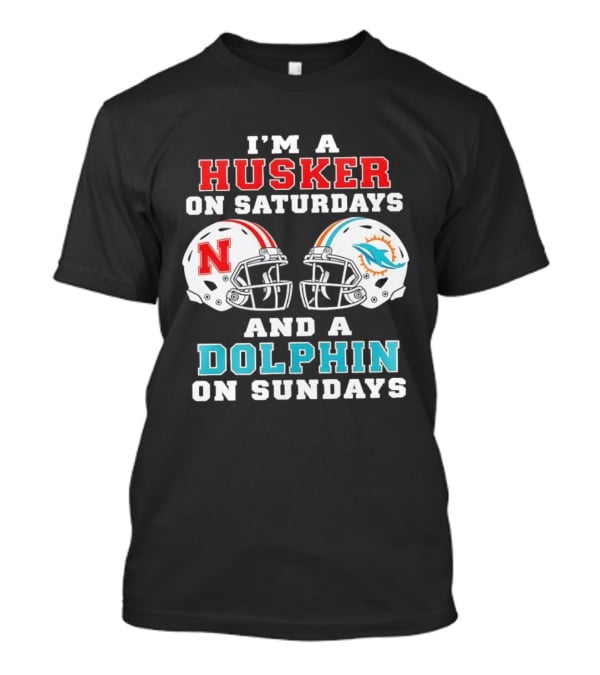 Husker Saturdays And Dolphin Sundays Football Fan Gear T-Shirt