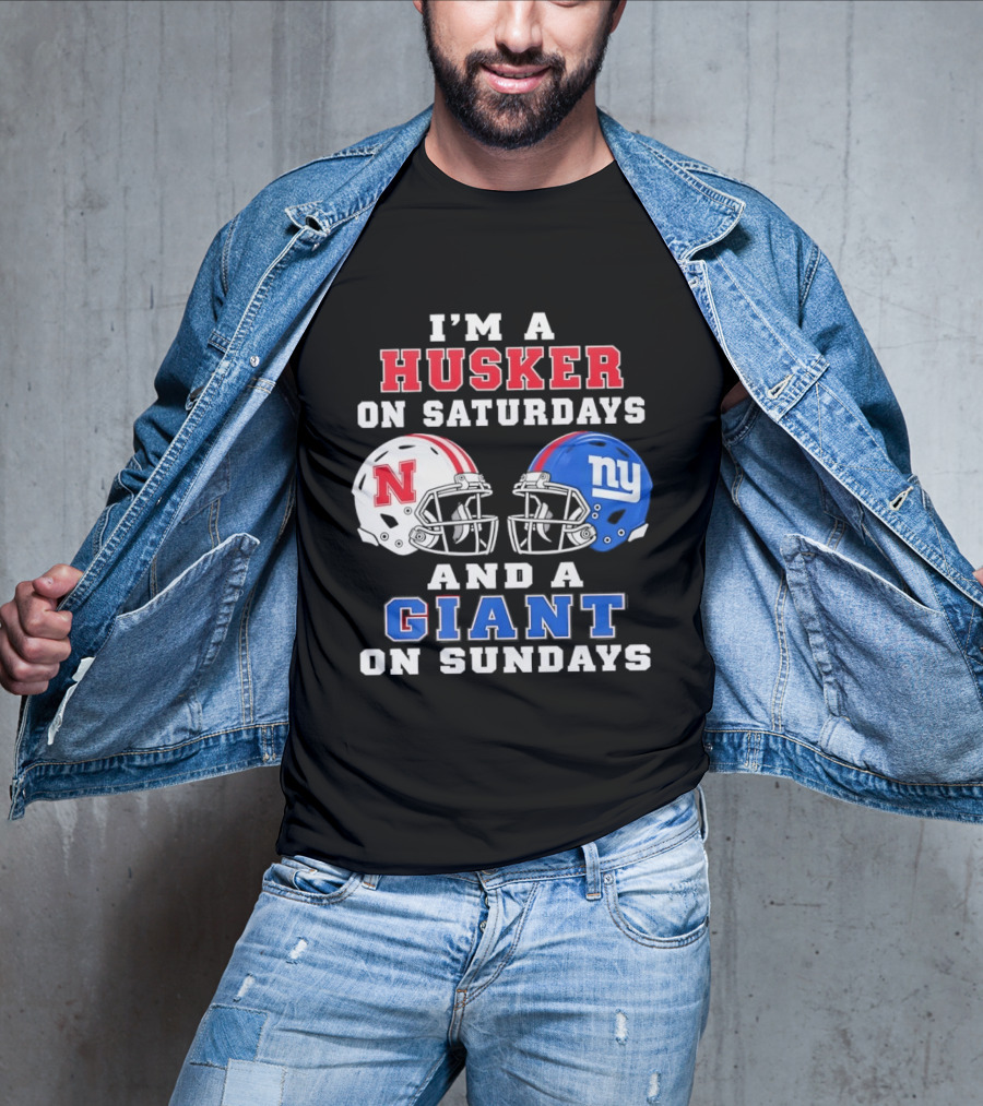 I'm A Husker On Saturdays And A Giant On Sundays Football Helmets T-Shirt