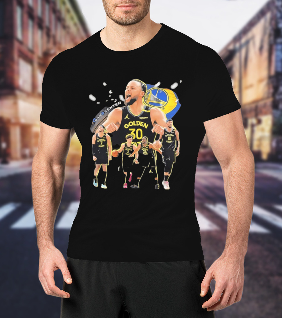 Golden State Warriors Players Collage Chase Center Basketball Team Number 30 23 10 7 T-Shirt