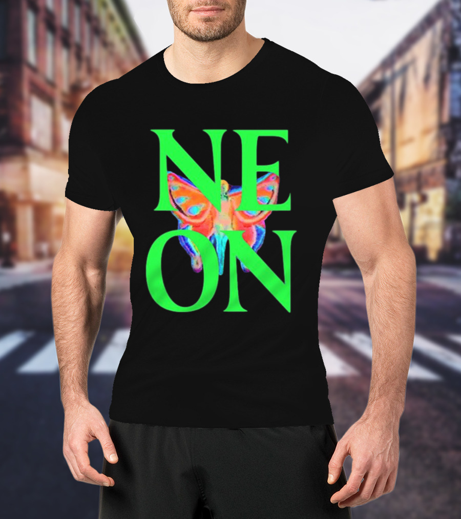 Neon Butterfly Interscope Store Colorful T-Shirt