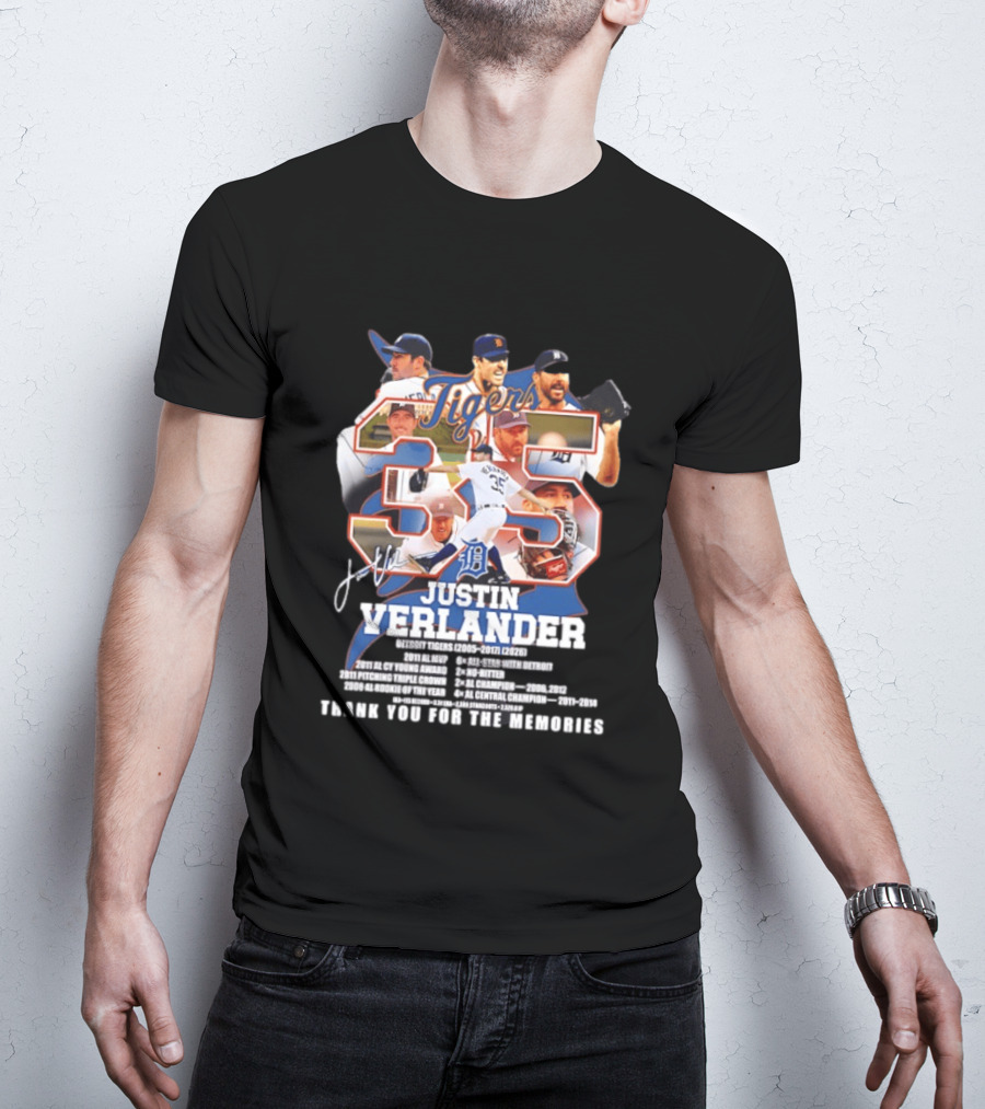 Detroit Tigers Justin Verlander 35 Thank You For The Memories 2026 T-Shirt