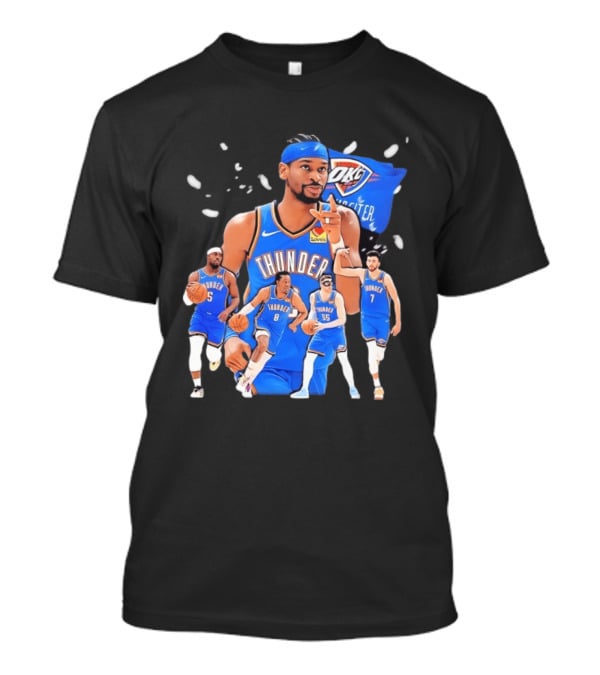 Oklahoma City Thunder 2026 NBA Players Collage With OKC Thunder Logo And Basketball Team Members T-Shirt