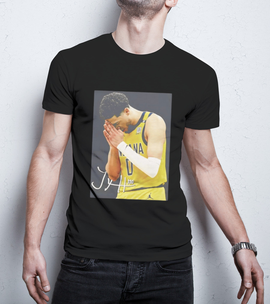 Tyrese Haliburton Indiana Pacers Praying NBA 0 JH Signature T-Shirt