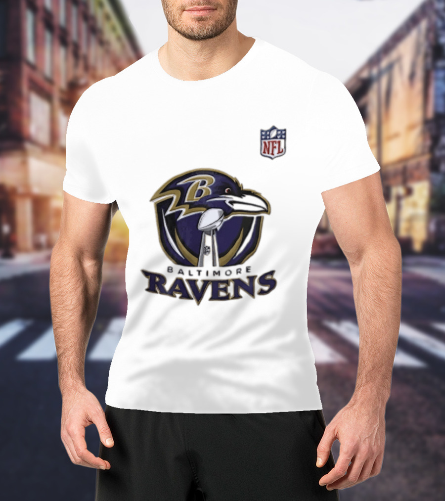 Baltimore Ravens Lamar Jackson 8 NFL Logo Ravens Football T-Shirt