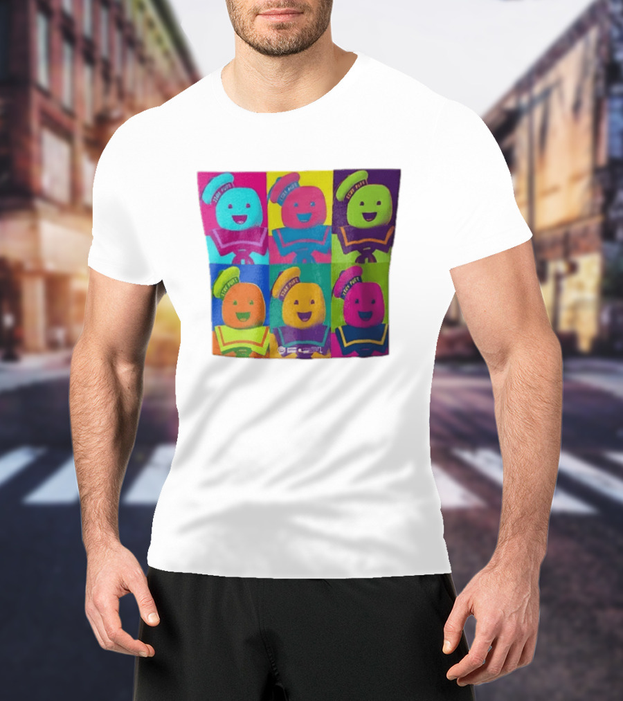 Movie Ghostbusters Stay Puft Marshmallow Man Six Colorful Pop Portraits T-Shirt