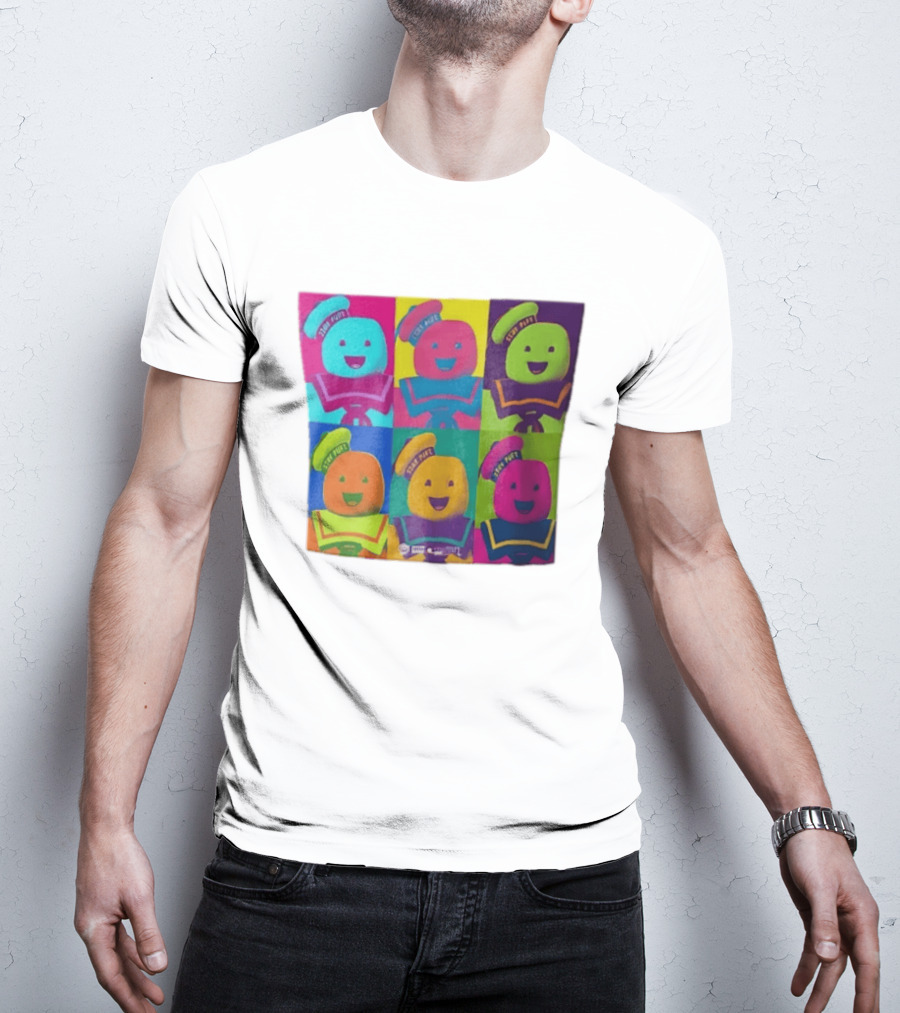 Movie Ghostbusters Stay Puft Marshmallow Man Six Colorful Pop Portraits T-Shirt