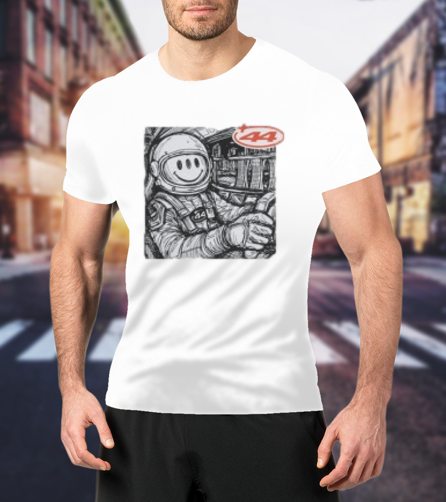 Plus44 Cosmic Circuit Astronaut With Smiley Face Helmet In Spacecraft T-Shirt