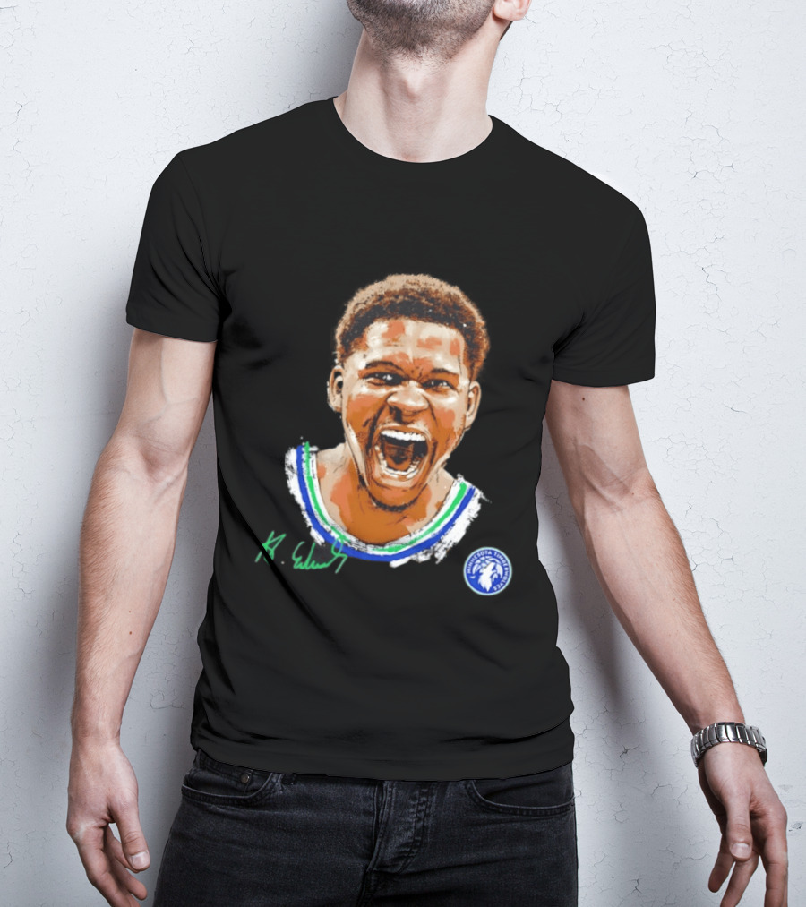 Anthony Edwards Minnesota Timberwolves Basketball Player Signature T-Shirt
