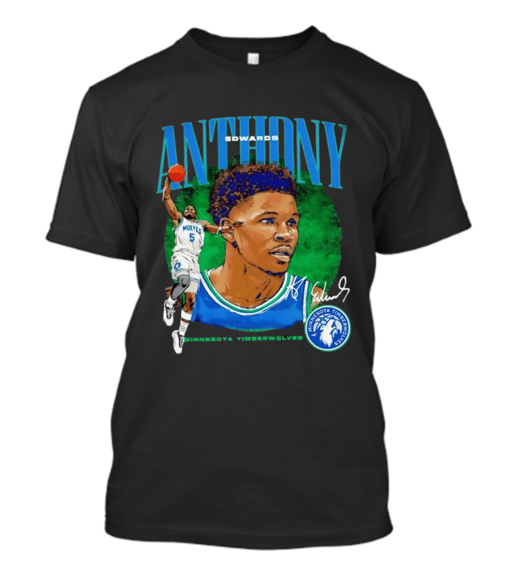 Anthony Edwards No 5 Minnesota Timberwolves Basketball Star Wolves T-Shirt