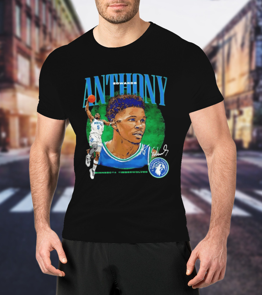 Anthony Edwards No 5 Minnesota Timberwolves Basketball Star Wolves T-Shirt