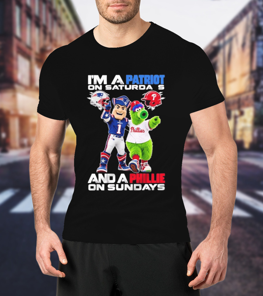Patriot Saturdays Phillie Sundays Mascots Patriots Phillies T-Shirt