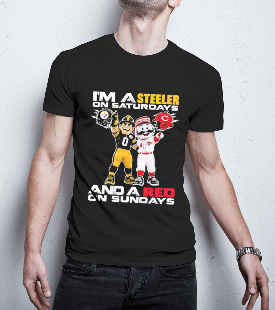 I'm A Steeler On Saturdays And A Red On Sundays With Mascots T-Shirt