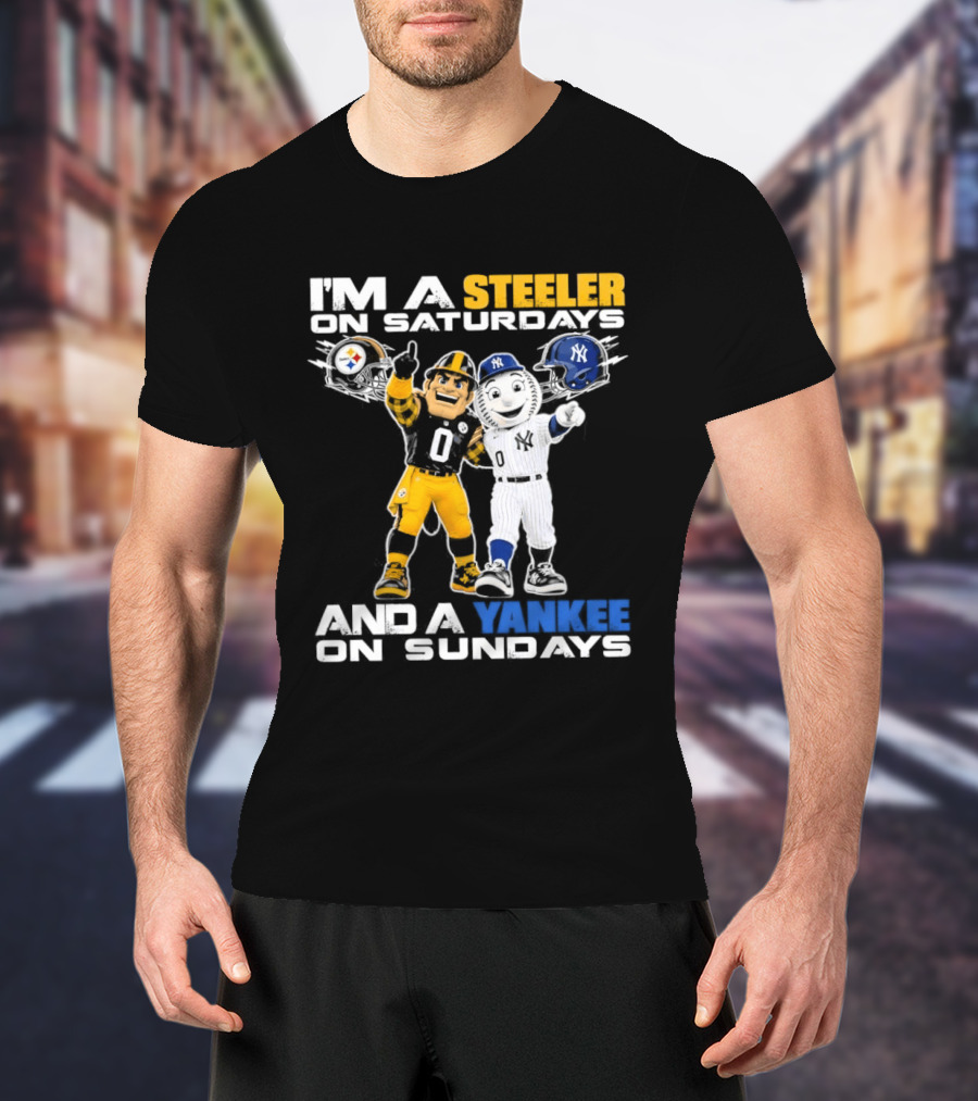 I'm A Steeler On Saturdays And A Yankee On Sundays Football Baseball Mascots T-Shirt