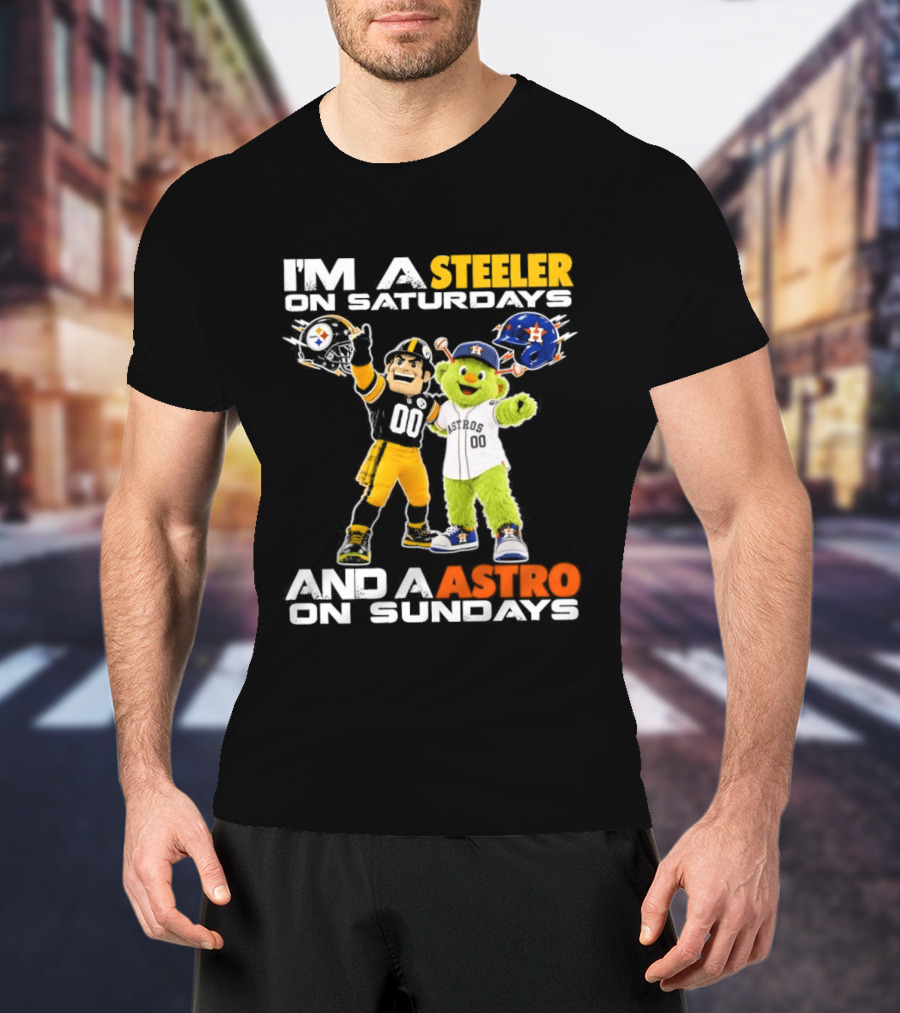 I'm A Steeler On Saturdays And An Astro On Sundays Football And Baseball Mascots T-Shirt