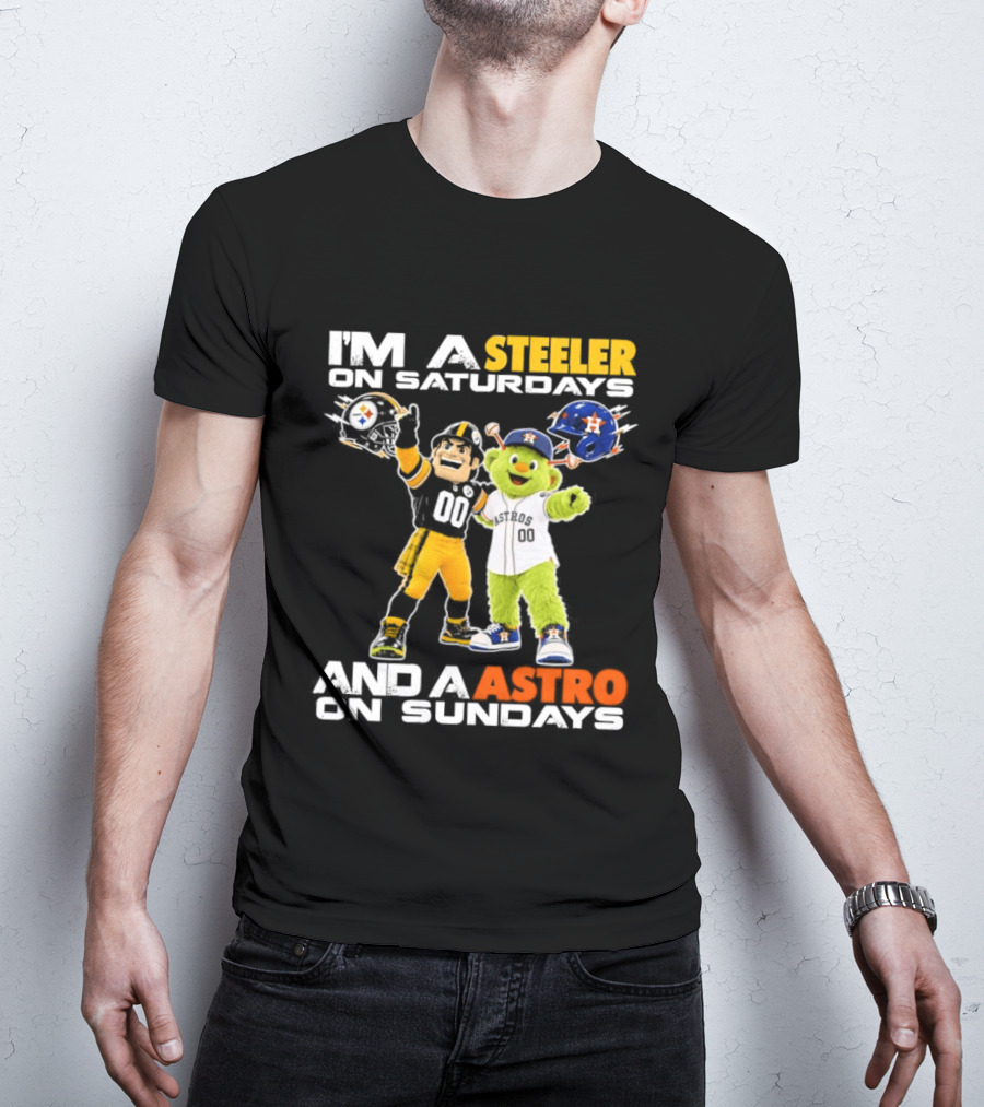 I'm A Steeler On Saturdays And An Astro On Sundays Football And Baseball Mascots T-Shirt