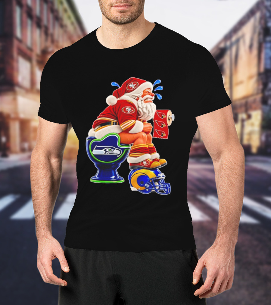 San Francisco 49ers Santa Claus Seahawks Toilet Cardinals Rams Humor T-Shirt