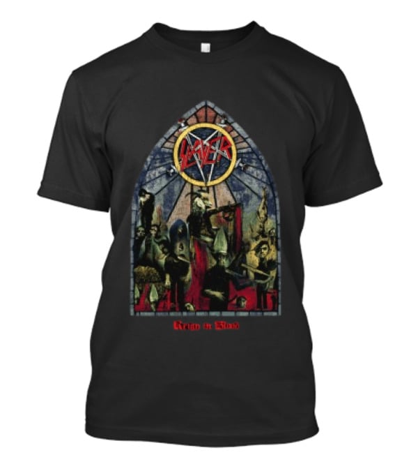 Slayer Reign In Blood Stained Glass Art Rib Store T-Shirt