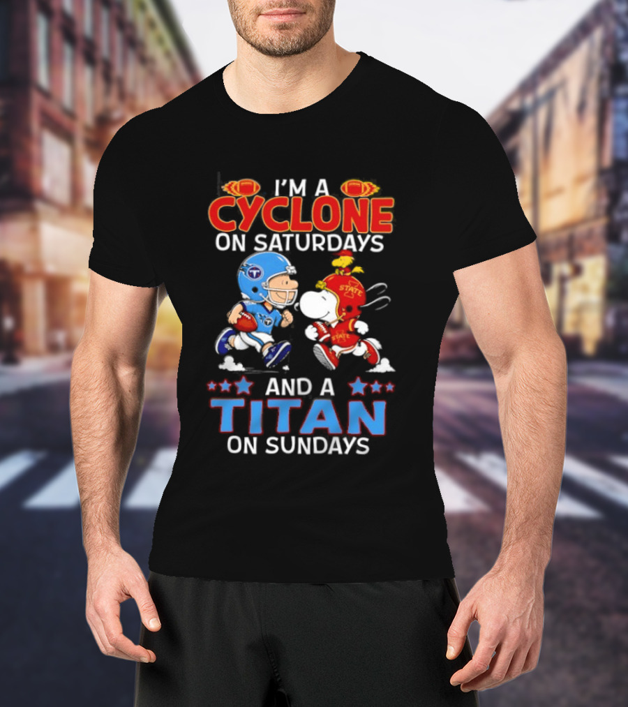 Charlie Brown Cyclone Saturdays Snoopy Titan Sundays Football T-Shirt