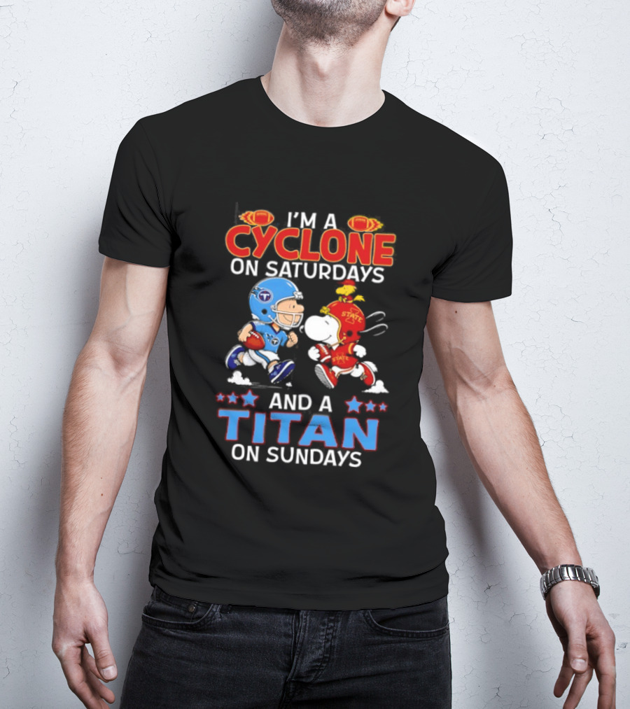 Charlie Brown Cyclone Saturdays Snoopy Titan Sundays Football T-Shirt