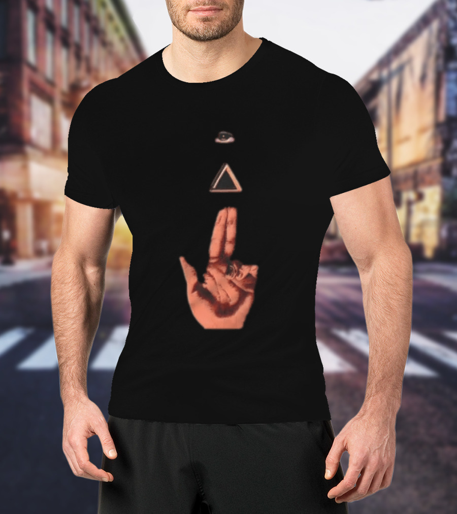 Hand Making Gun Gesture With Pyramid Eye T-Shirt